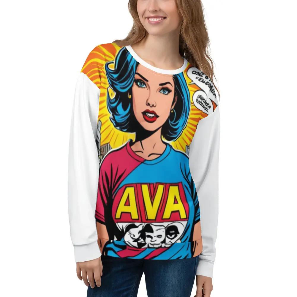 Ava Designs Unisex Sweatshirt Fabric Fit Soft Cotton-Feel Face Brushed Fleece Inside 95% Recycled Polyester 5% Spandex Overlock Seams Womenswear Tops