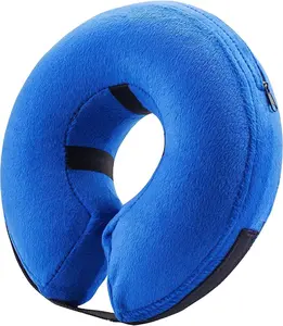 Protective Inflatable Collar for Dogs and Cats - Soft Pet Recovery Collar (Large, Blue)