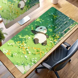 Green Plants Cute Panda Mouse Pad Large Computer Office Game Tablemat XXL Rubber Anti-slip Gaming Keyboard Mousepad Long Deskpad