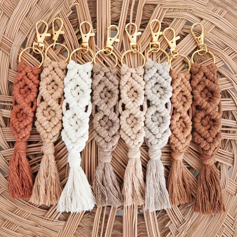 Handmade Braided Rope Knot Keychains - Portable Mini Bag Charm, Stylish Durable Lightweight Sports & Outdoor Backpack Purse Accessory for Daily Carry, Mini Gifts