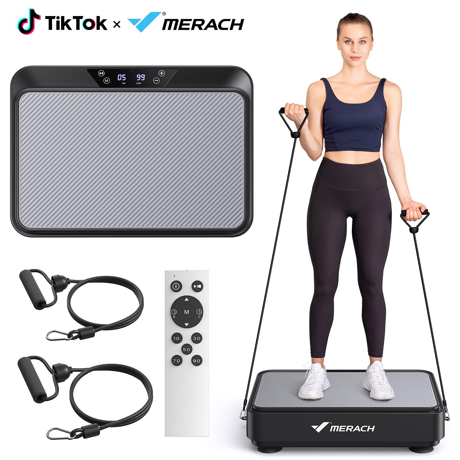 Merach Square Vibration Plate Exercise Machine 265lbs Capacity, Comfortable Lymphatic Drainage For Full Body Workout, Home Gym Fitness Equipment, Ideal For Gift Summervibes