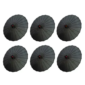 THY COLLECTIBLES Set of 6 Kid's Size 22" Japanese Chinese Umbrella Parasol for Wedding Parties, Photography, Costumes, Cosplay, Decoration and Other Events Bamboo Colorful