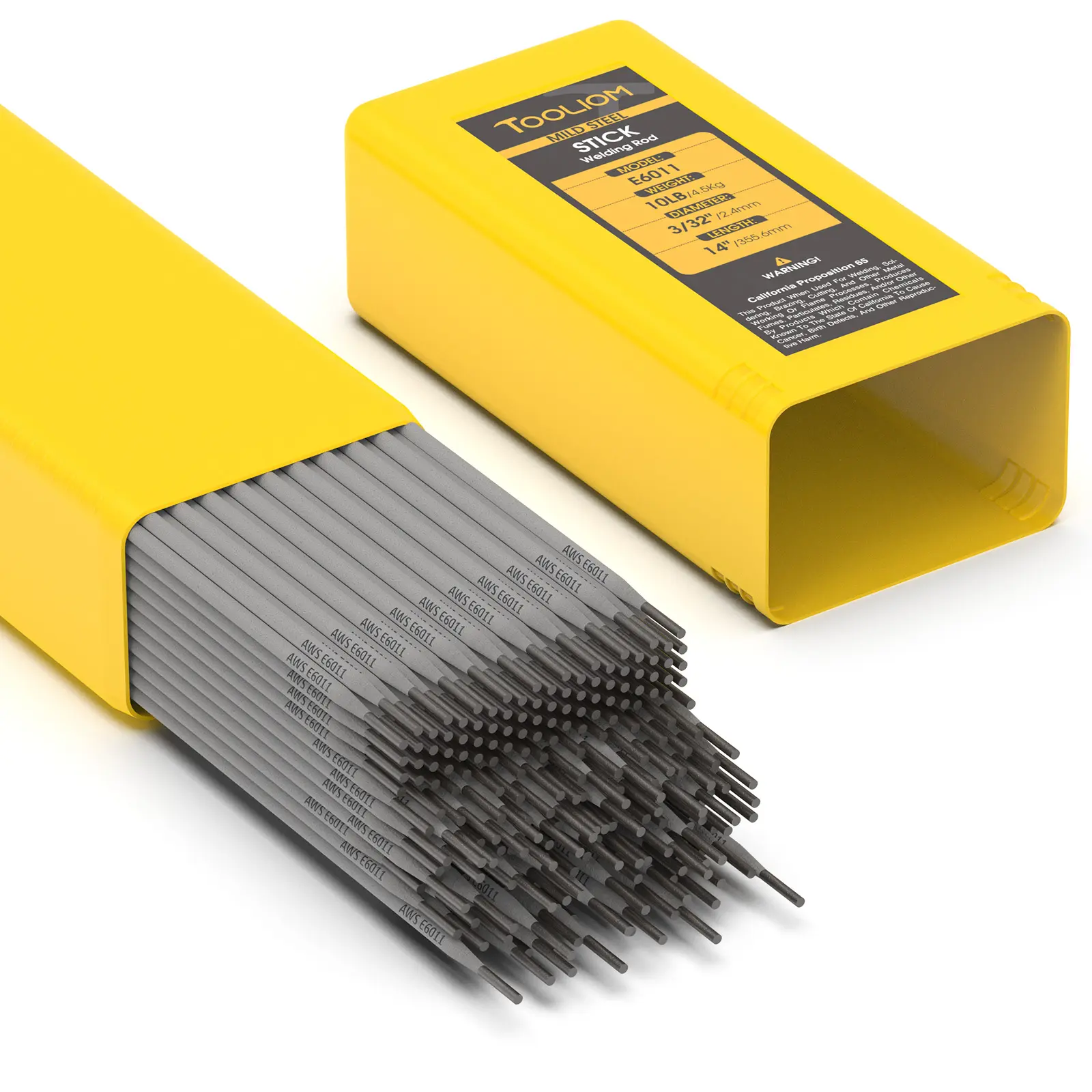 TOOLIOM E6011 Cellulose Stick Welding Rods - 10LB Pack 3/32", 1/8" Carbon Steel Electrodes - High Penetration Welding Sticks for All-Position Welding