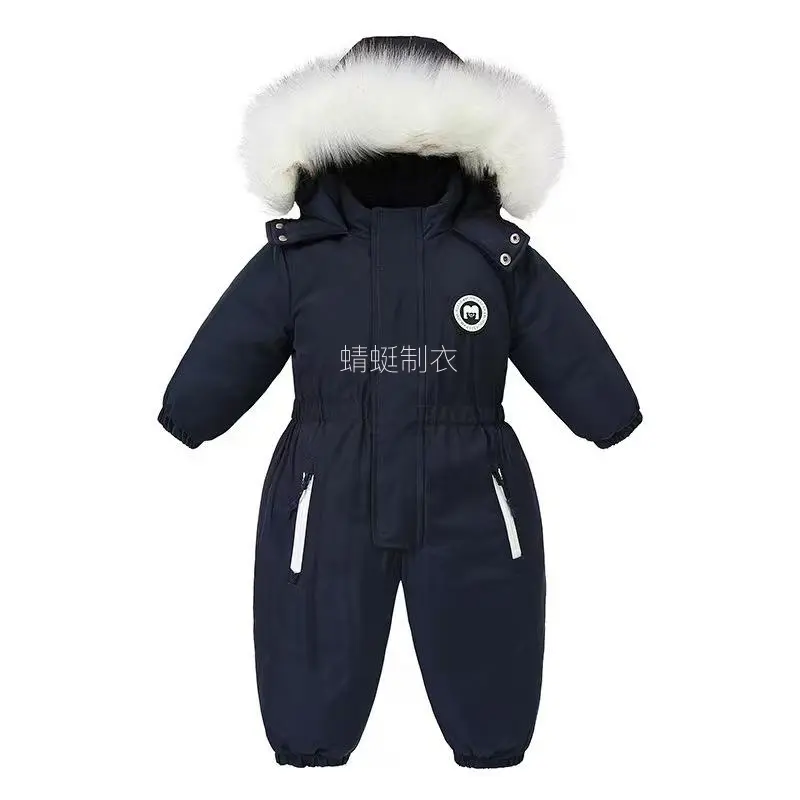 Toddler Winter Polyester Basic Full-Length Jumpsuit - Cute Animal Hood, Long-Sleeve Insulated Outfit with Easy Diaper-Change Snaps for Boys, Girls