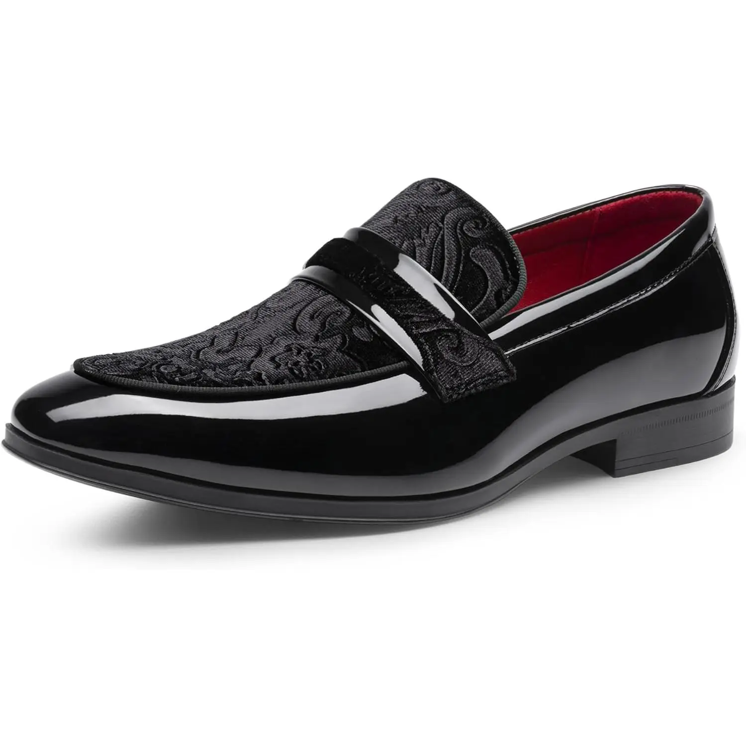 Men's Formal Calico Footwear - Classic Velvet & Patent Tuxedo Tassel Loafers, Slip-On Dress Shoes for Weddings, Prom, Formal Shoes, Business Style Shoes