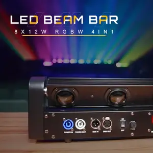 SHEHDS Moving Head Light Bar LED 8x12W RGBW 4IN1 Beam and Dazzling Effect 8° Lens Angle Stage Lihgt Bar 180 ° Tilt DMX and Sound Control DJ Lights Bar for Wedding Theater Church Disco Ball