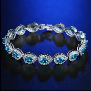 Men’s Tear Drop Moissanite Tennis Bracelet, Silver-Plated, Iced Out, 5 mm — 17 cm (main bracelet) + 3.5 cm extension (total length up to 20.5 cm); Permanent Jewelry Designer