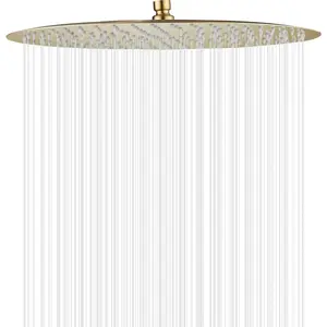 High  Round Brushed  Shower  16 Inches Large Stainless Steel Shower Heads,Ultra Thin Rainfall Bath Shower 1/2 Connection Shower  Rain