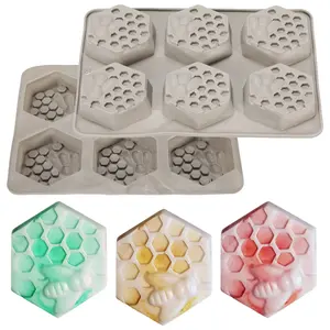 2 Pack 3D 6 Cavity Bee Silicone handmade Soap Molds, Bee Soap Molds, Silicone Soap Mold for Homemade Soaps, Cakes, Jellies, Chocolates, Desserts, Ice Cube Tray Maker