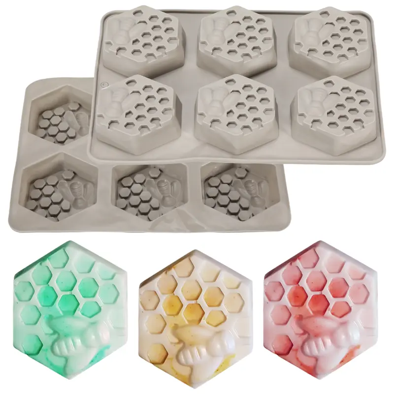2 Pcs 6-Cavity Bee Fun Silicone Soap Molds Kit - Temperature-Safe (-104 to +446°F), Clean Release, Handmade Crafts Supplies, Kitchenware Bakeware Mold, Best Gift for Soap Makers