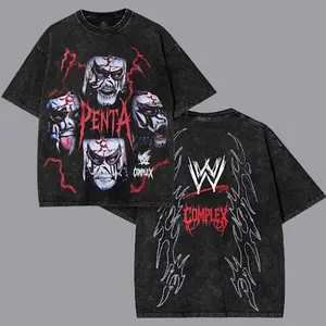 WWE HARDCORE PENTA Wash T-Shirt, Wrestling Tee, WWE Tee, Wrestling Gift, Sports Shirt, Men Gifts for Him graphic Classic Cotton Menswear Top Fabric Soft