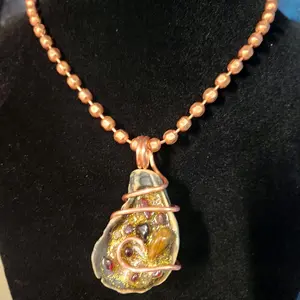 Copper Wrapped Orgone InnerG Seashell Pendant With 1/4 inch copper Necklace Unique Organic Design EMF Protection & Grounding Accessory
