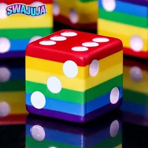 Rainbow dice set, 12 colorful dice, 0.63 inches in size, suitable for educational tabletop games, ideal gift