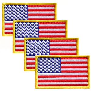 American Flag Patch Set – 4Pcs Embroidered Tactical Patches (2x3 Inches)