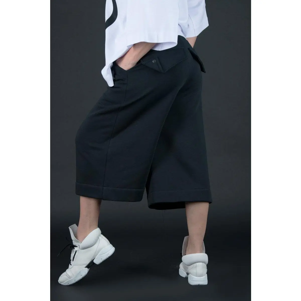 Women Wide Terry Pants NANCY -  Casual Cotton Soft Comfort with Pockets for Everyday Wear