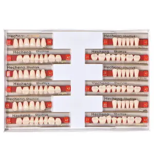 84 Pcs Dental Complete Acrylic Resin Denture False Teeth 3 Sets Synthetic Polymer Resin Denture Teeth 23 Shade A2 Upper + Lower Dental Materials