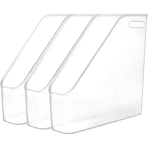 3 Pack Plastic File Folder Bin Storage Organizer with Handle
