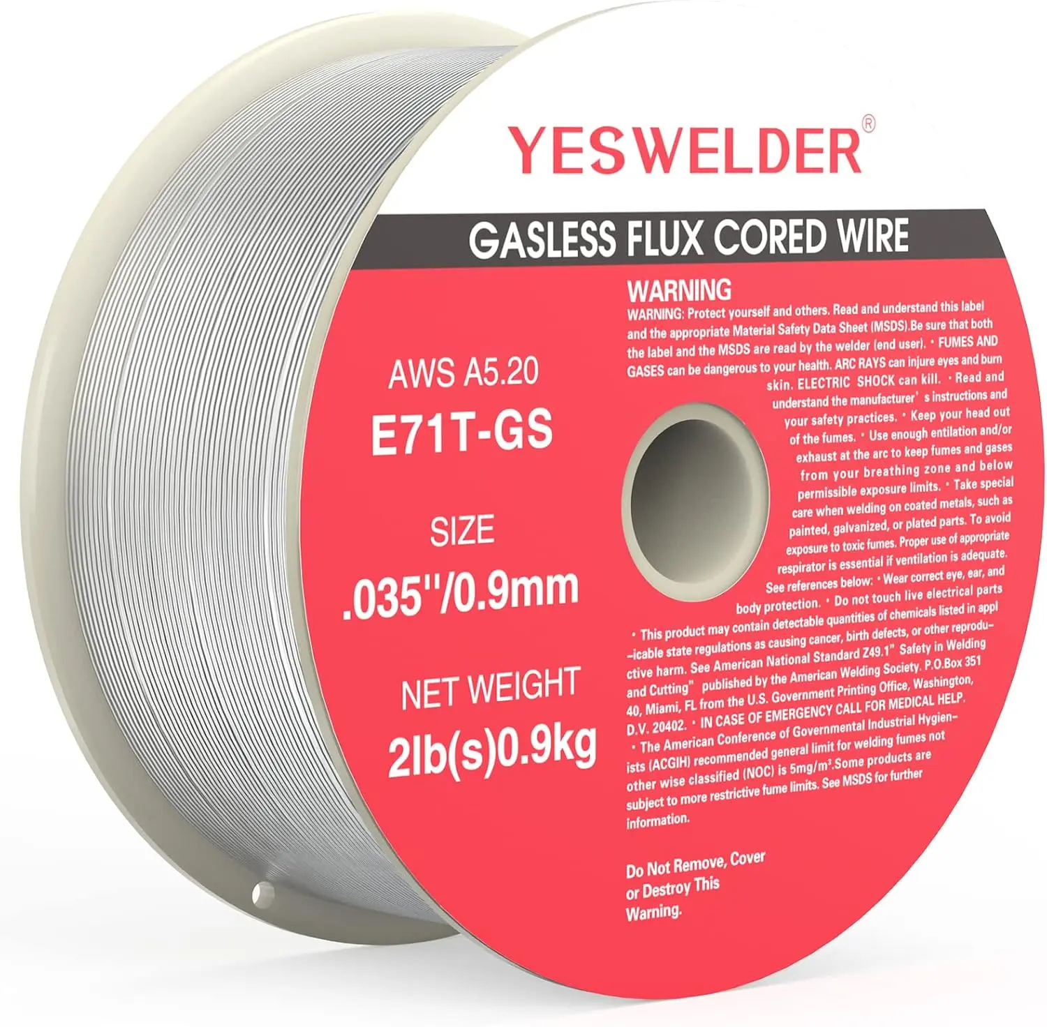 YesWelder E71T-GS Gasless Flux Core Welding Wire, 2LB Spool, .030"/.035" Diameter Self-Shielded Mild Carbon Steel MIG Welding Accessories