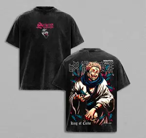 Sukuna v2 Jujutsu Kaisen season 3 2026 Retro Vintage Unisex Oversize Anime Manga Acid Washed Heavyweight Cotton T-shirt, Anime Merch, Gift For Anime Fan. Menswear Oversized