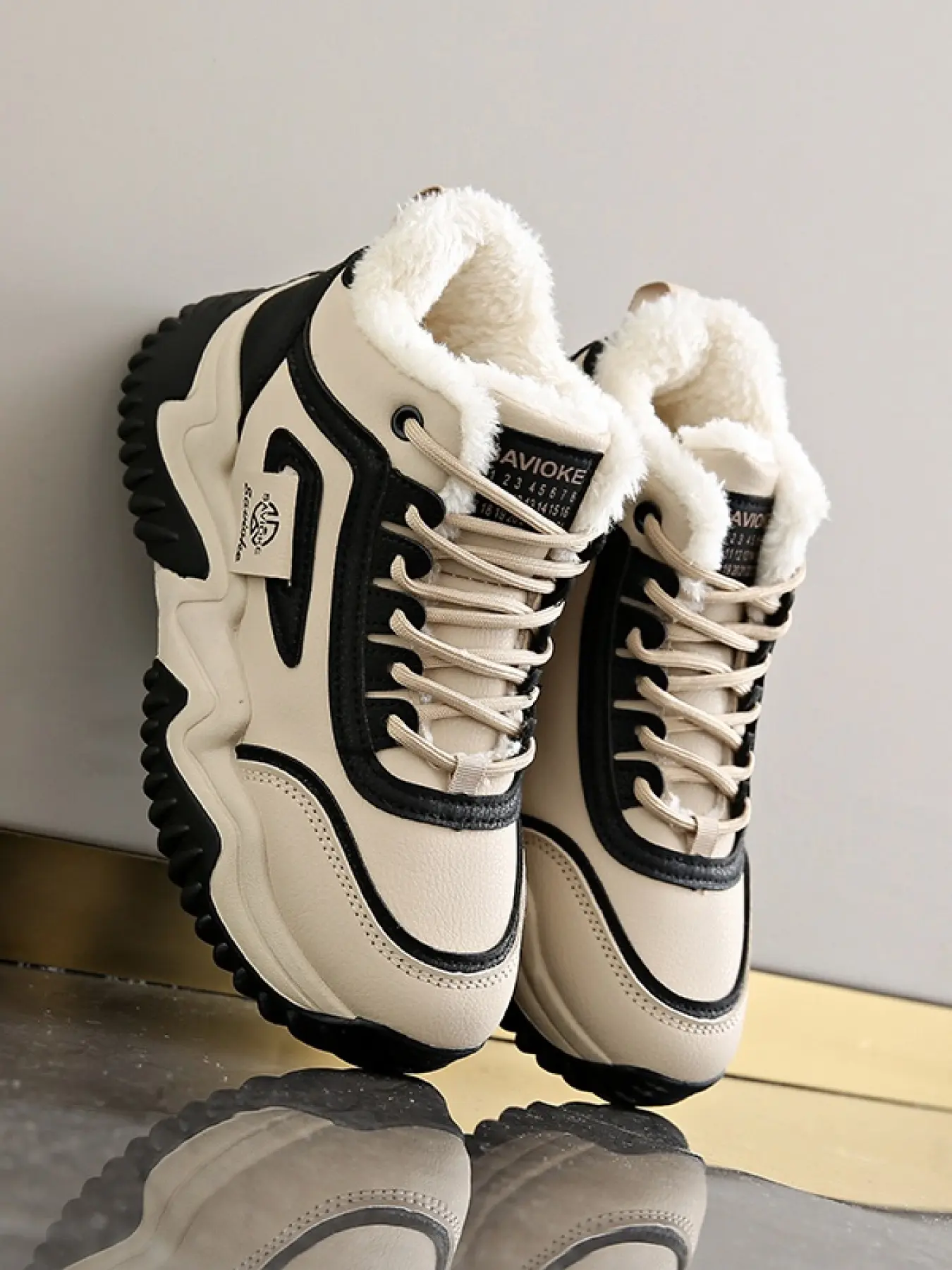 Women's Winter High-Top Sneakers | Fleece Lined Platform Dad Shoes | Thermal Slip-Resistant Boots Sports Shoes