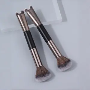 1PCS Double-Ended Multi-Functional Makeup Brush - For Contour, Blush & Nose Shadow. Soft Bristle 2-in-1 Beauty Tool, Essential for Flawless Makeup Looks.