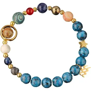 Unisex Solar System Natural Stone Healing Beaded Bracelet, Aries Guardian Star Constellation Spiritual Jewelry, Birthday Zodiac Gift for Men Women