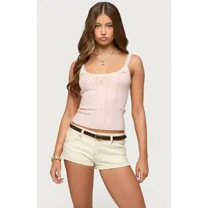 Edikted Women's Rosaliee Pointelle Knit Tank Top Edikted Women's Rosaliee Pointelle Knit Tank Top
