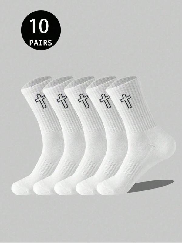 Men's Casual Socks Set, 10 Pairs/20 Pairs, Medium-Length, &, Odor-Resistant, Breathable, Sweat-Absorbent, Two Styles Available