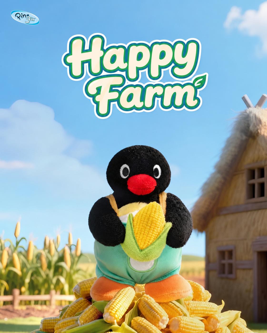 Pingu Happy Farm Series Plush Pendant Blind Box - Farm-Themed Penguin Charm, Soft Fluffy Keychain, Sweet Backpack Accessory for Teens' Daily Matching