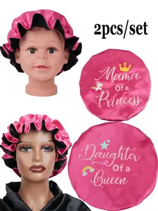 Parent-Child Soft Lace Hat, Elastic Satin Round Cap, Wide Brim Sleep Cap, Hair Styling & Advertising Hat, Comfortable Sleeping Accessory