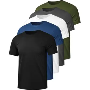 5 Pack Mesh Workout  for Men Dry Fit Gym  Quick Dry Athletic Short Sleeve T- Moisture Wicking shirts