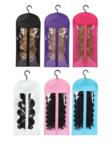 2/4Pcs Wig Storage Bag With Hook, Hanger, Zipper Transparent Dustproof Design, Dustproof Cover, Hair Extension Holder, Wig Tool, Wigs Accessories For Salon & Home Use