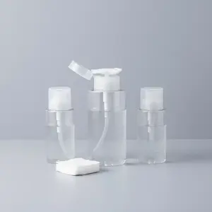 Push Down Pump Dispenser For Nail Polish Remover Empty Plastic Dispensing Bottle Refillable Clear Cosmetic Container For Travel, Makeup Tool
