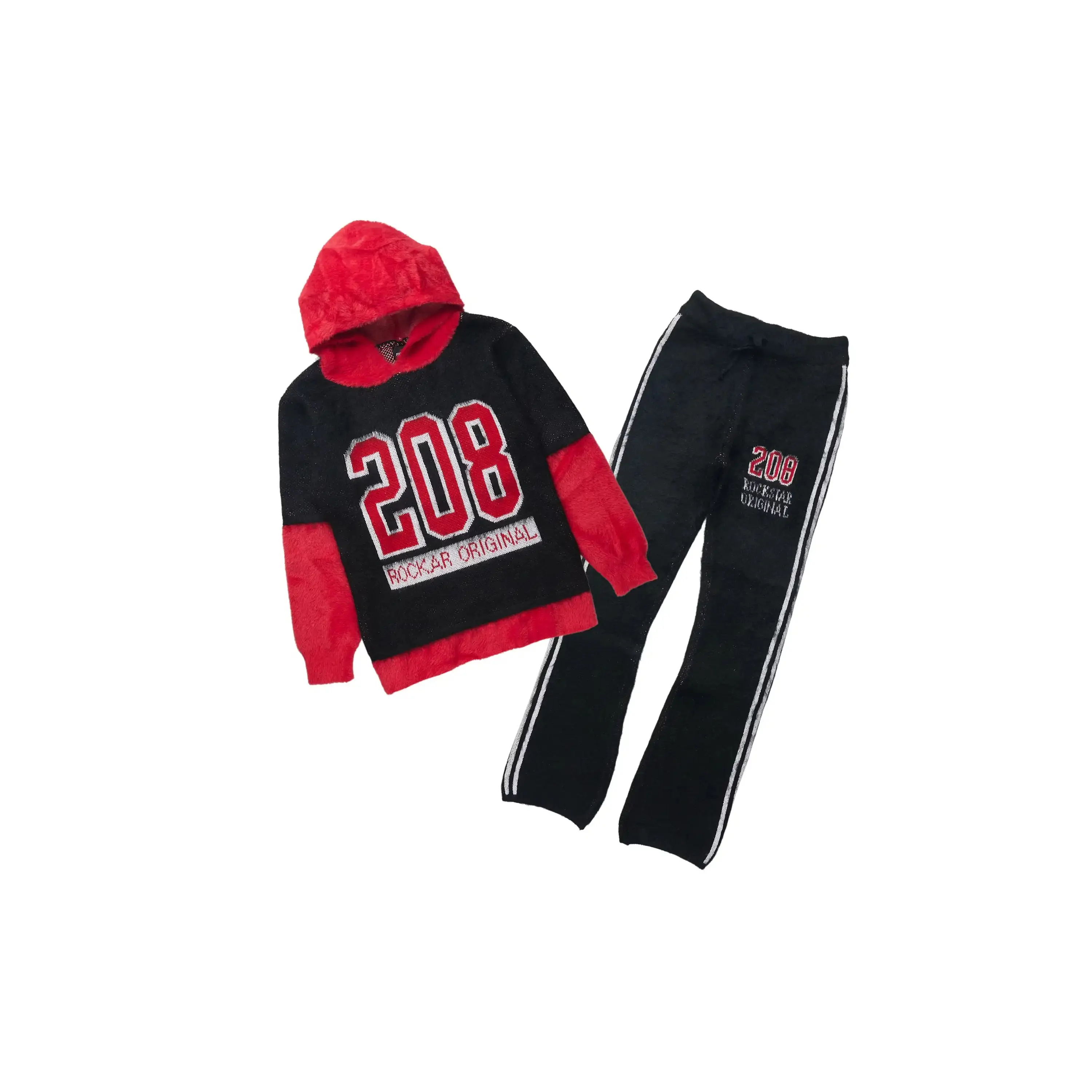 Boys Joaqui Black/Red Mohair Knit Trackset