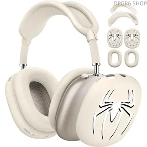 Spider Pattern Silicone 3-in-1 Protective Case Compatible Apple AirPods Max, Full Set Headband/Earcups/Earpads Soft Shockproof Cover For APM Headphones