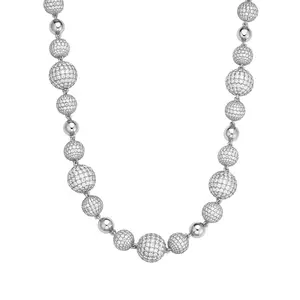 Custom Bead Ball Chain 15mm Silver Moissanite 105 Cts