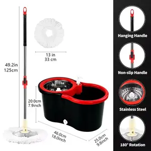 1 Pack Extra Long Handle Hands-Free Flat Mop | No-Bend Tall-Friendly Stainless Steel 180° Swivel Wet Dry Cleaning Tool for Home