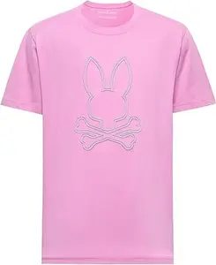 Psycho Bunny Durango Embroidered Graphic Tee - Opera Mauve, 100% Premium Pima Cotton, Signature Embroidery, Tailored Fit, Long-Lasting Comfort Menswear Tops Casual Crewneck Shortsleeve