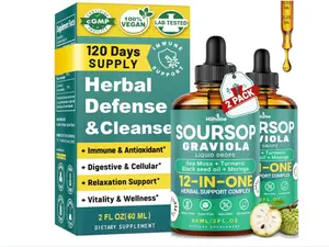 HIIHONE 2 Pack | 120 Servings | Soursop Bitters Liquid Drops 12 in 1 with Sea Moss, Turmeric, Black Seed Oil, Moringa