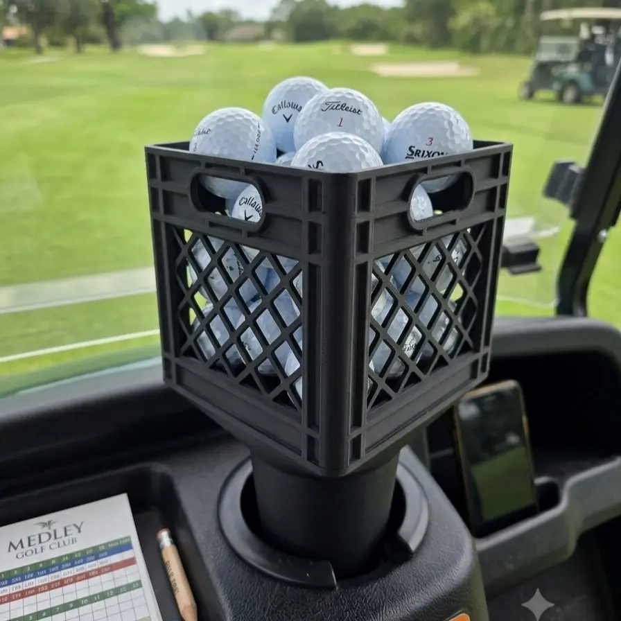 Golf Cart Cup Holder Crate | Golf Ball Storage Organizer Basket