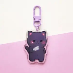 Stabby Black Cat Acrylic Keychain (Available in rainbow)