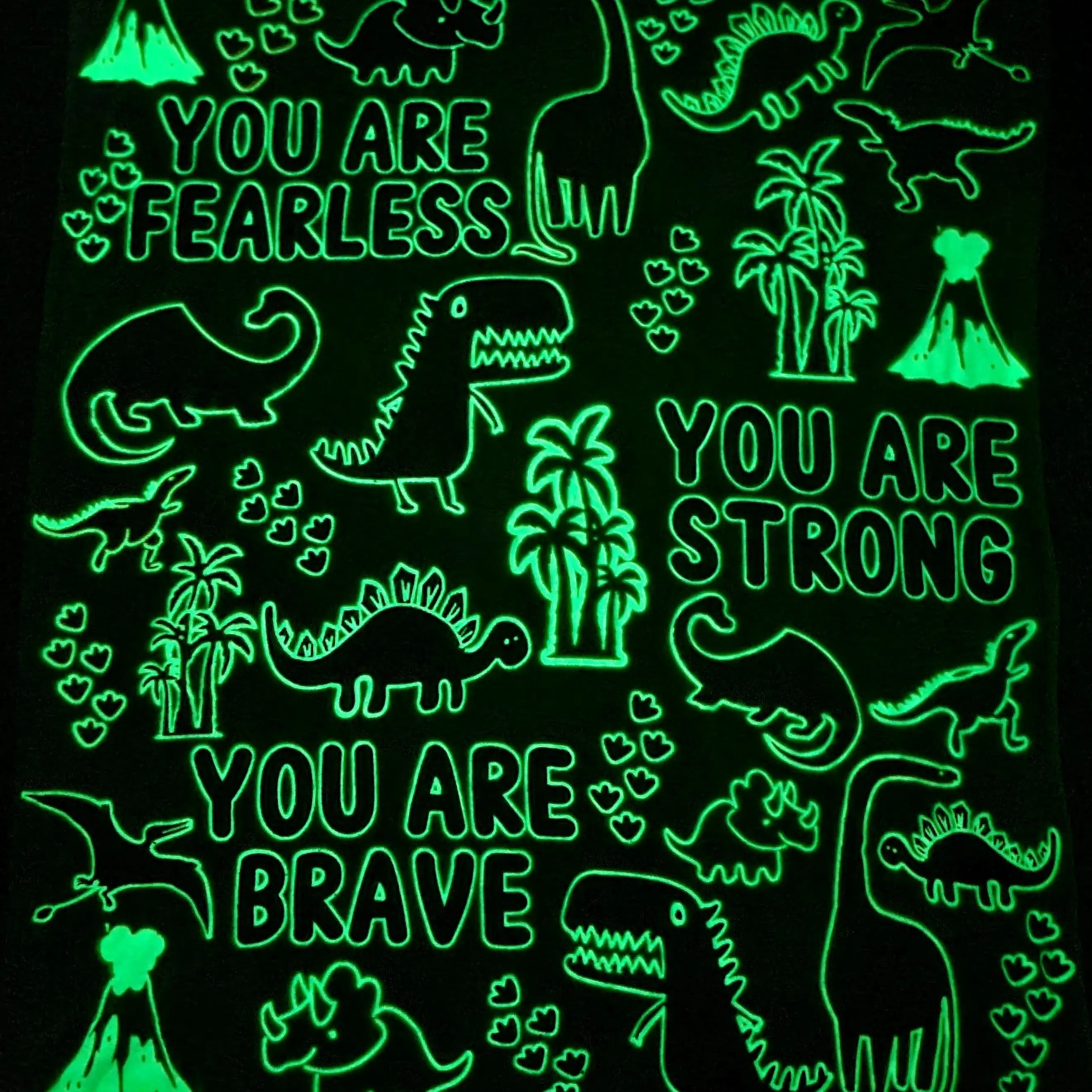 Glow in the Dark Blanket XL Size 59"x 79" Super Soft with Mini UV Flashlight, Dinosaur Theme, 100% Polyester, Ideal for Kids and Teens