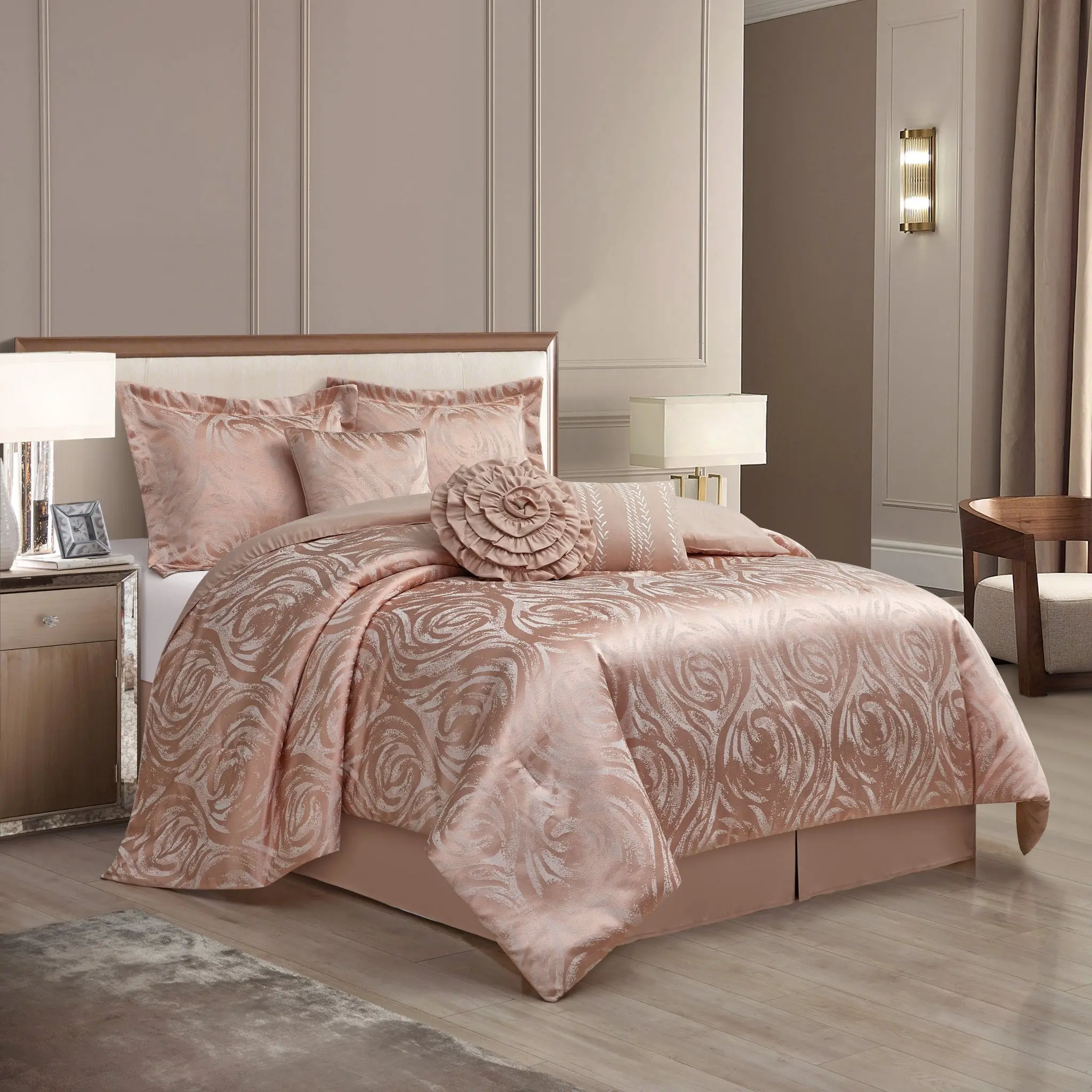 Alameda 7 Piece Floral Jacquard Comforter Set