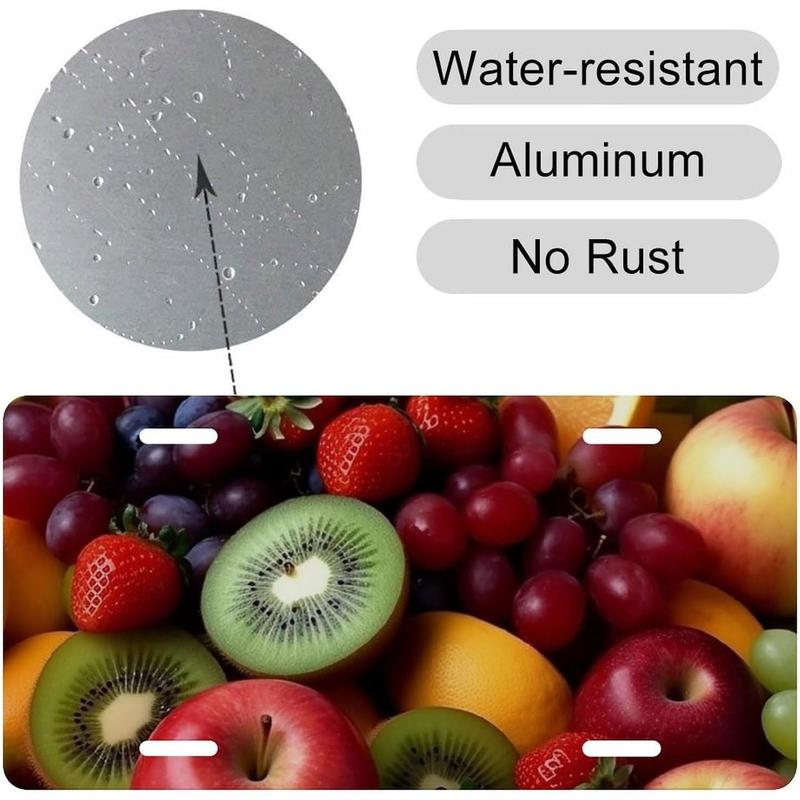 Fresh Fruits And Vegetables License Plate Frames for Women Universal Aluminum Us Car Tag Frame Personalized License Plate Cover with 4 Holes Cute Car Plates Frame Rustproof Front Plates Holder 6x12 In