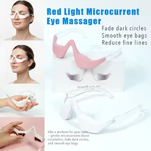 Wearable Red Light & EMS Eye Massager: 650nm Therapy for Dark Circles, Eye Bags & Wrinkles - Hands-Free & Transparent，Under Eye Red Light Therapy Device,Smoothing Fine Lines Wrinkles and Rhytides Home & Office