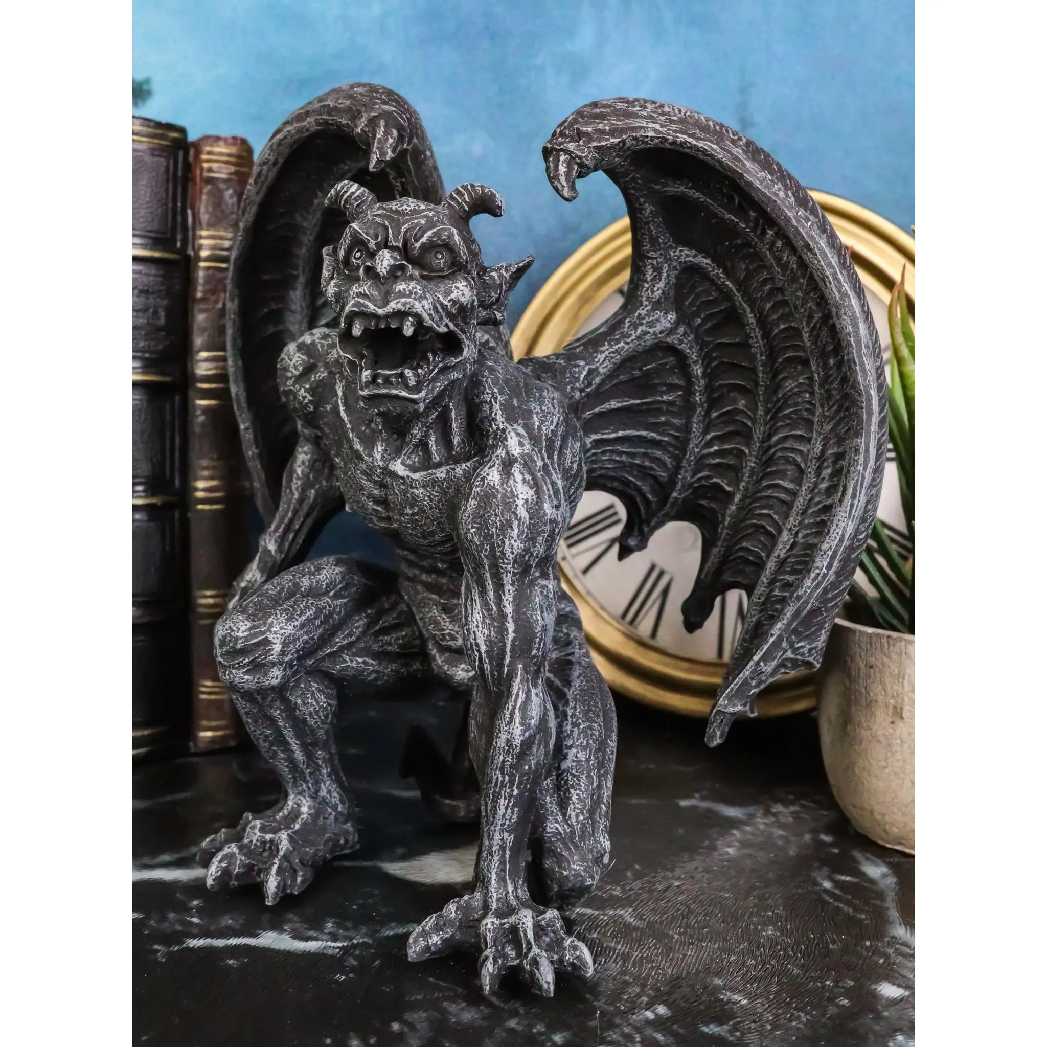 Winged Horned Devil Gargoyle Statue 6.25" Tall Notre Dame Evil Warden Gargoyle