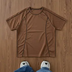 2026 Summer Men's Vintage Contrast Stitch Raglan Sleeve T-Shirt, Casual Crew Neck Oversized Tee, Retro Streetwear Top