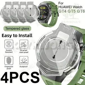KAYKWONG'S 4 Pack Smartwatch HD Tempered Glass Screen Protector Set, Compatible with Huawei Watch Gt4 Gt5 Gt6, Anti-Scratch, Back-To-School Gift