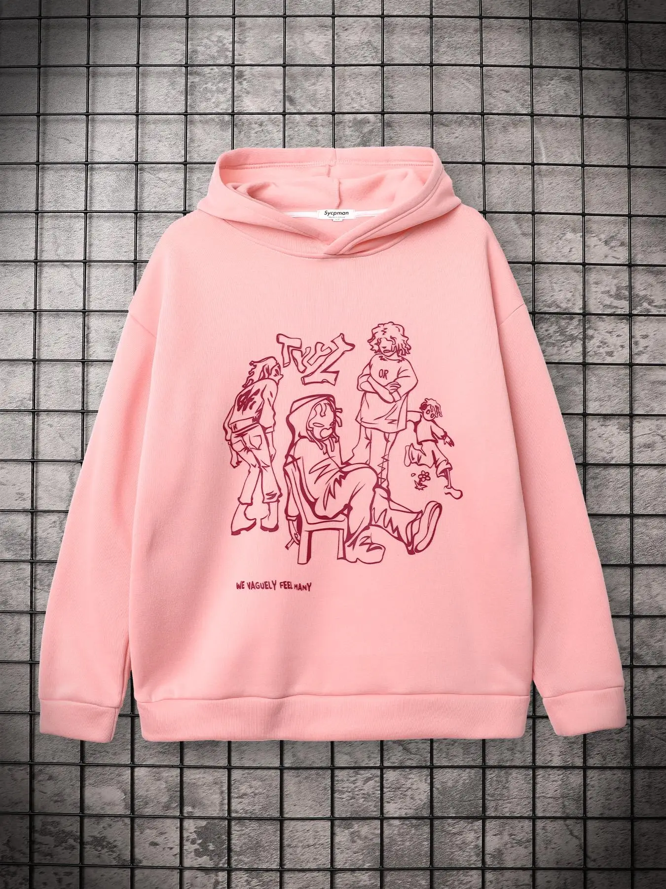 LGBTQ+ Unisex Men's Figure Graphic Drop Shoulder Hoodie, Trendy Loose Long Sleeve Hooded Pullover Tops, Men Clothing, LGBT Outfits, Menswear