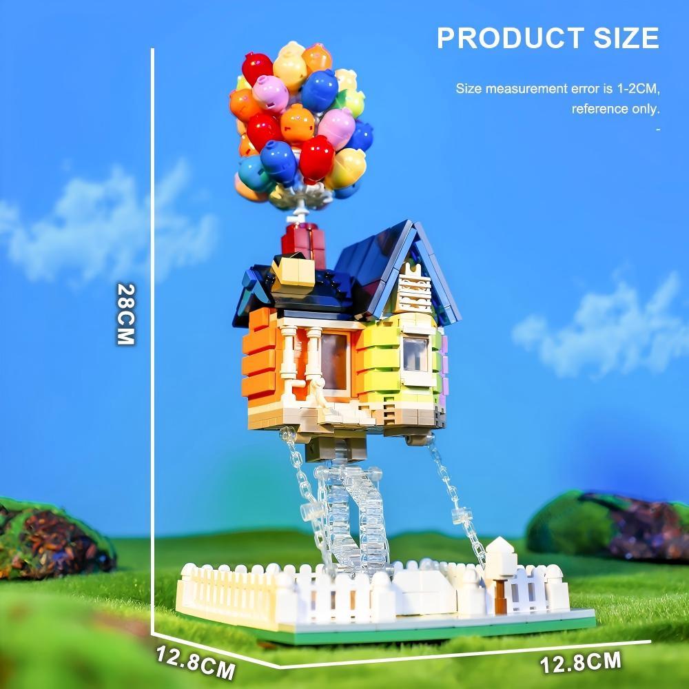 Floating Balloon House Building Blocks Set 2-in-1 , Movie Inspired Collectible Creative Toy, Perfect Christmas Birthday Gift for Kids & Adult Movie Fans,with Removable Transparent Stand